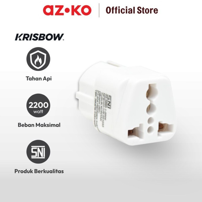 AZKO KRISBOW STEKER ARDE ADAPTOR TRAVEL TANPA SWITCH - PUTIH