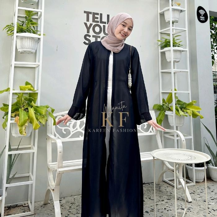 Arwa abaya turky basic outer ceruty polos premium Gamis Muslim Dewasa Turki Hitam best seller