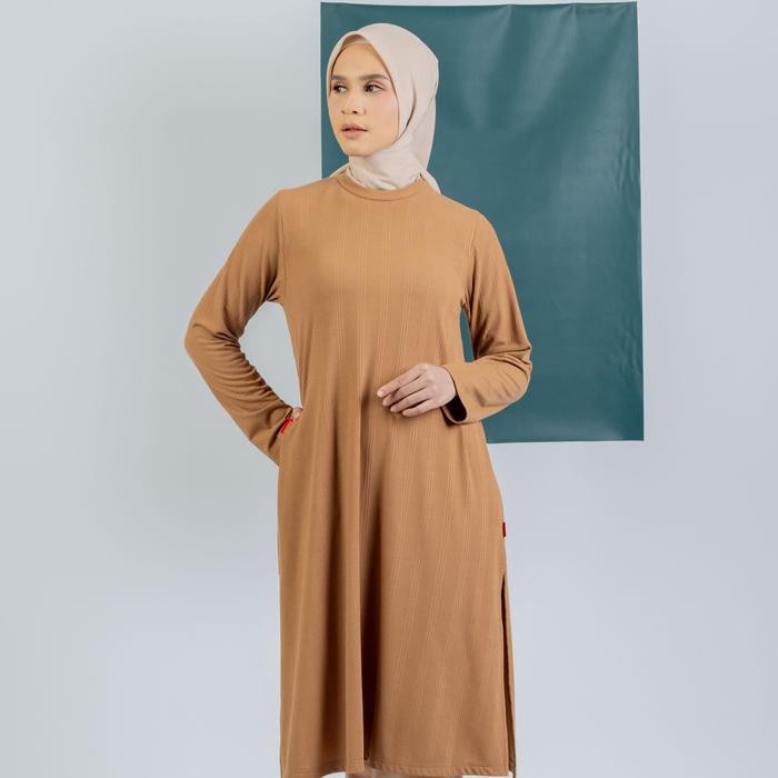 [DAUKY] Baju Atasan Tunik Panjang Kaos Knit Wanita L Tunic Knit Stripe