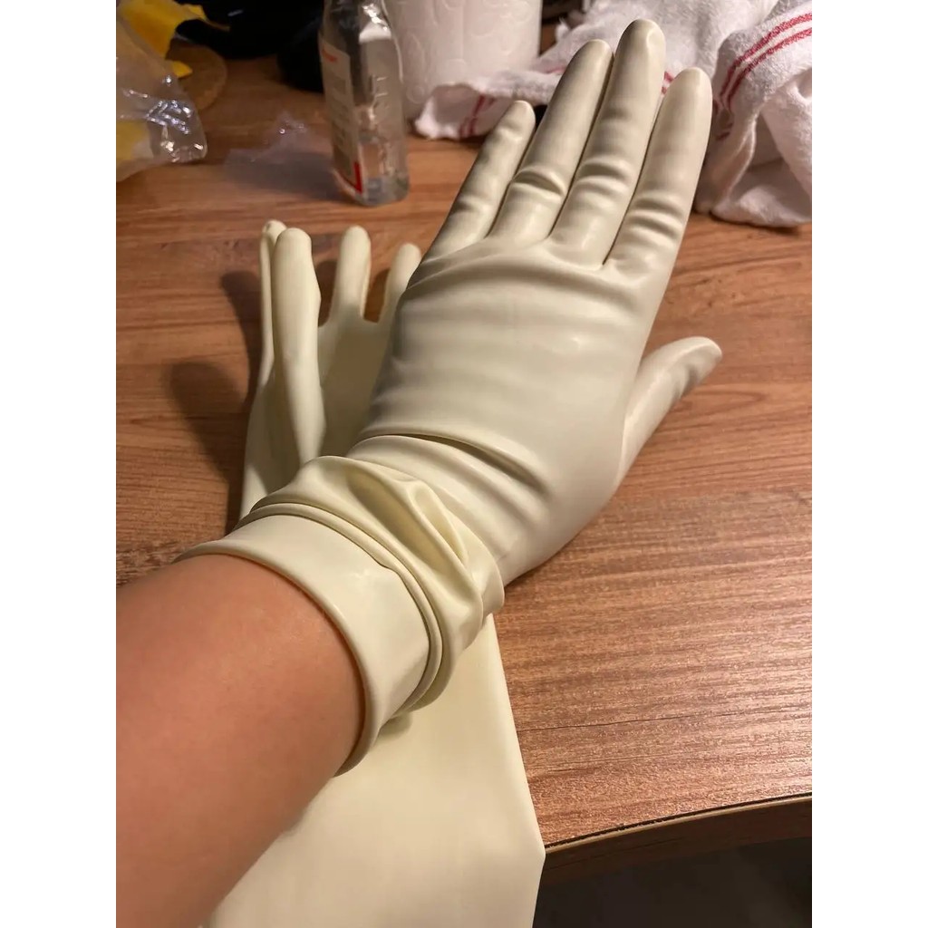 Latex Gloves Natural Mittens For Photography Sexy Short Gloves Fetish Gloved Baby Pink Yellow Muti