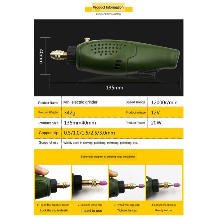 (Expert) Grinder Bor Mini / Gerinda Listrik Portable / Alat Ukir