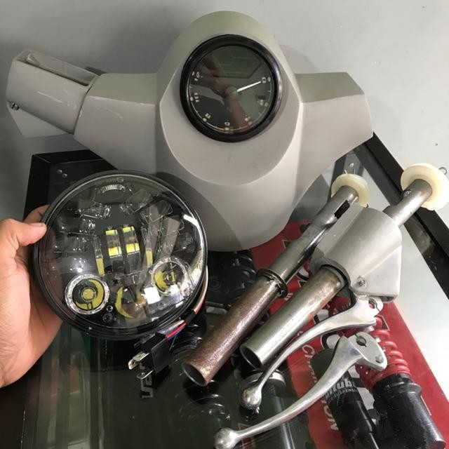 Stang kepala vespa new px spidometer digital headlamp daymaker
