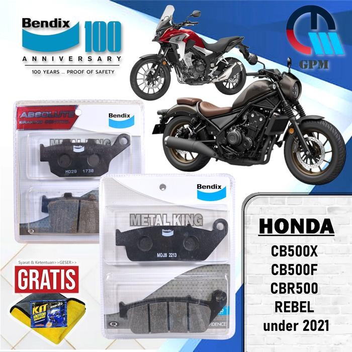 Paket Kampas Rem Honda Cb500X, Cb500F, Cbr500, Rebel Under 2021