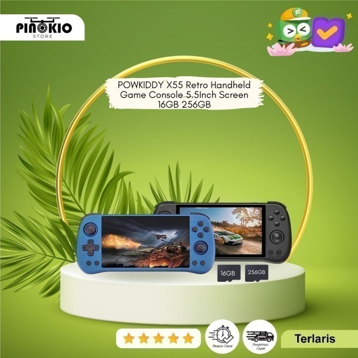 POWKIDDY X55 Retro Handheld Game Console 5.5Inch Screen 16GB 256GB