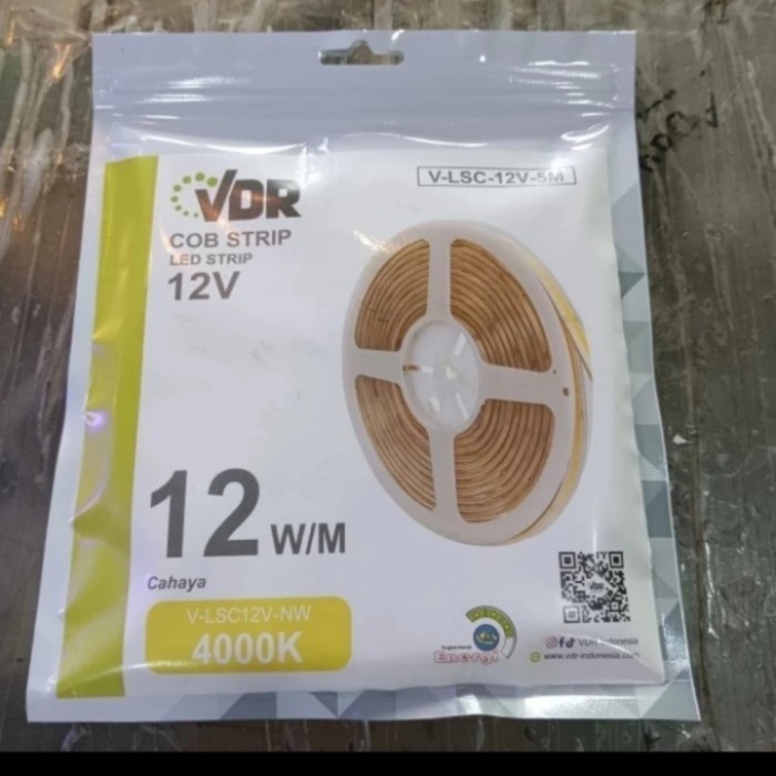 lampu led strip cob VDR 12V warna natural white 4000K