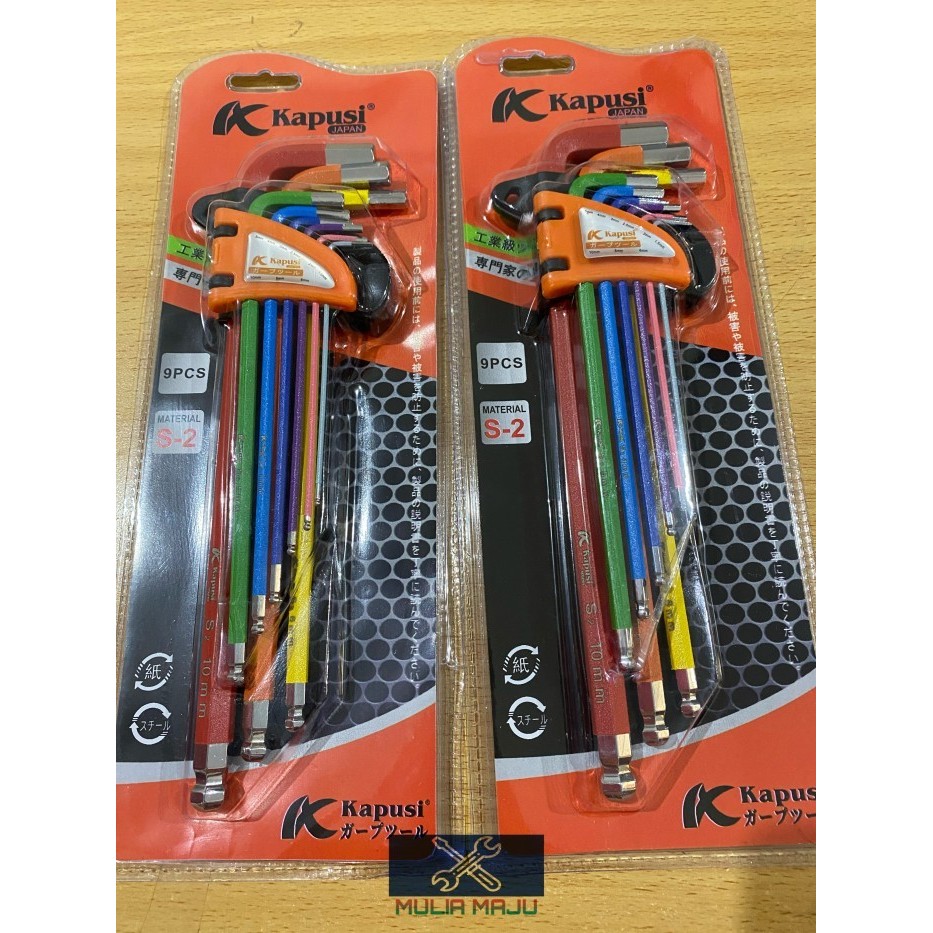 KUNCI L SET /KUNCI L BALLPOINT WARNA WARNI /HEXAGON KAPUSI 9pcs