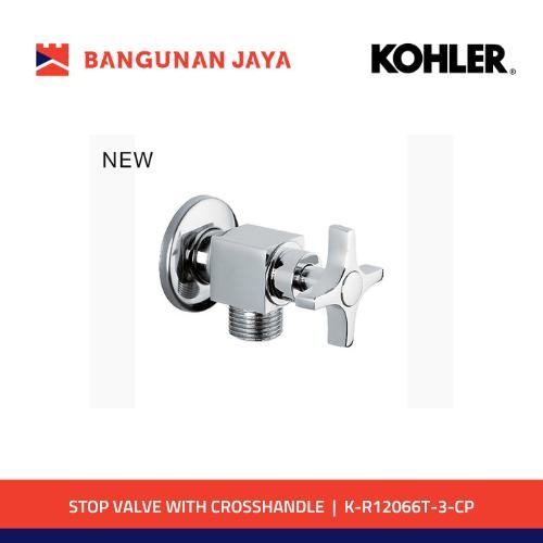 PREMIUM KOHLER STOP VALVE CROSS HANDLE STOP KRAN 1/2" K-R12066T-3-CP