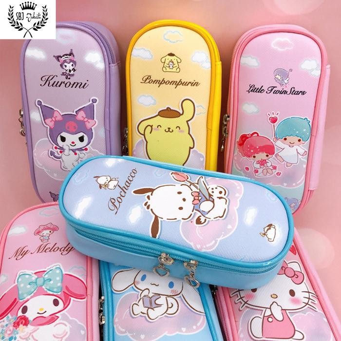 

Tempat Pensil Kotak Pensil karaer jepang kuromi cinnamoroll melody TPU leather waterproof Alat Tulis