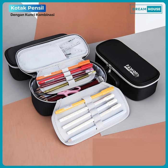 

Pouch Pensil Kotak Tempat Pensil Dengan Kunci Kombinasi Tas pensil kotak penyimpanan Pensil spidol