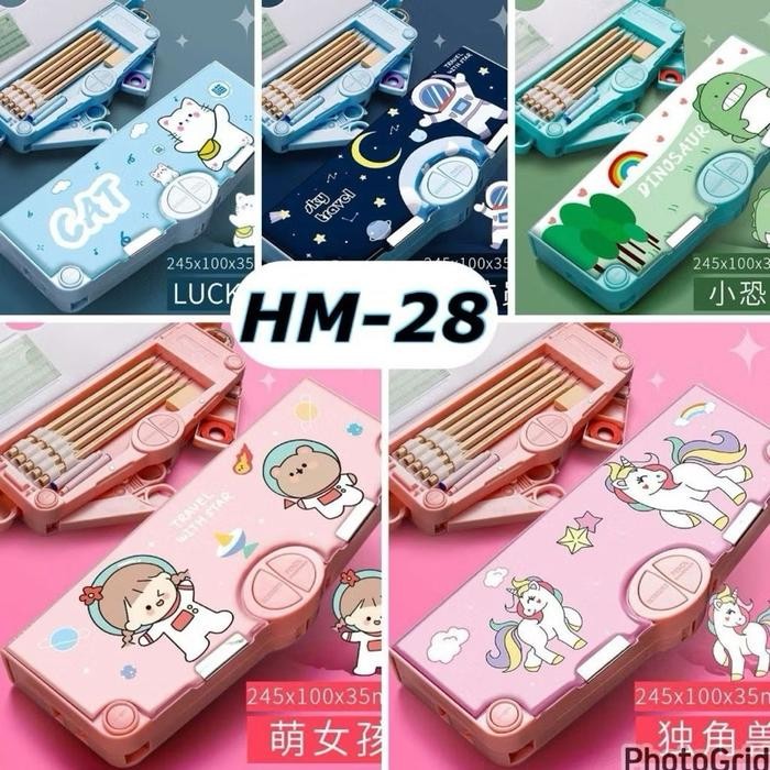 

Kotak Alat Tulis / Kotak Pensil Pola Kartun Rautan Kapasitas / Tempat Pensil Dua Lapis Bahan Plaik