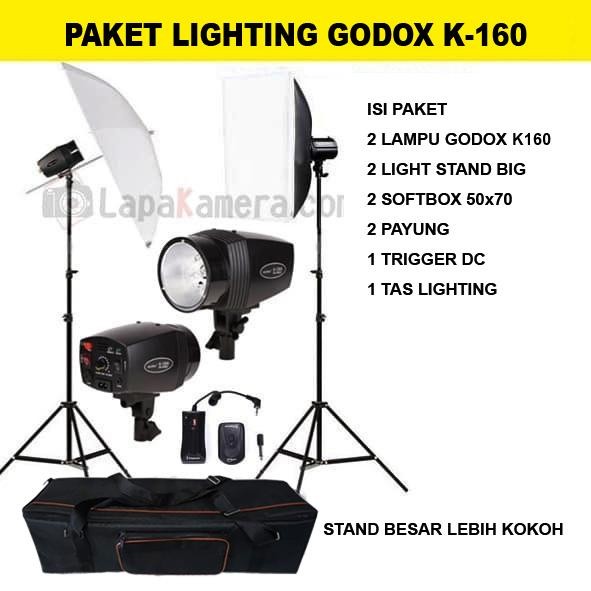 Paket Lampu Studio / Paket Lighting Godox K-150A Stand Besar