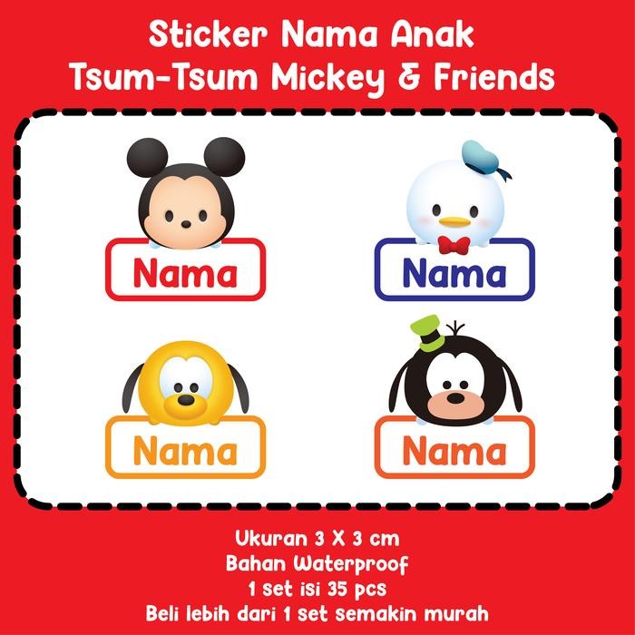 

icker Label Nama Anak Tsum Tsum Mickey Cuom