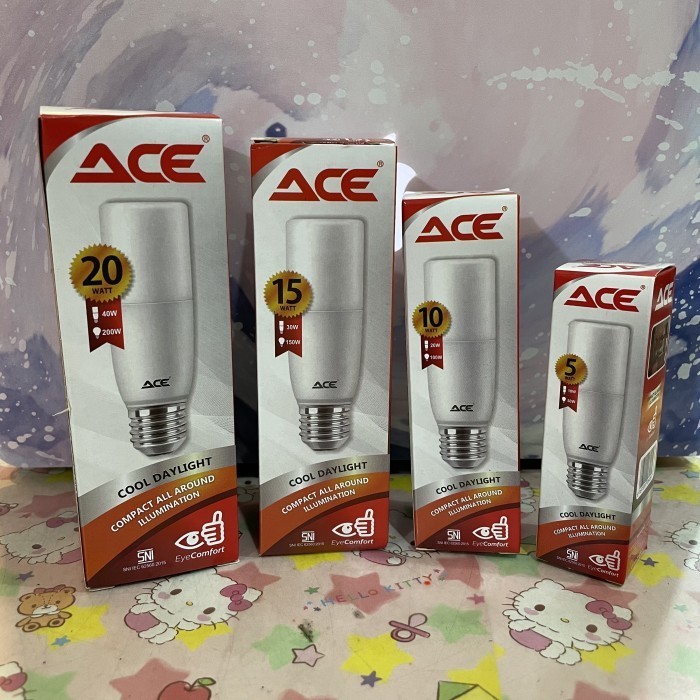(Expert) Lampu LED STICK / Lampu Stik ACE Putih 5, 10, 15, 20 Watt E27
