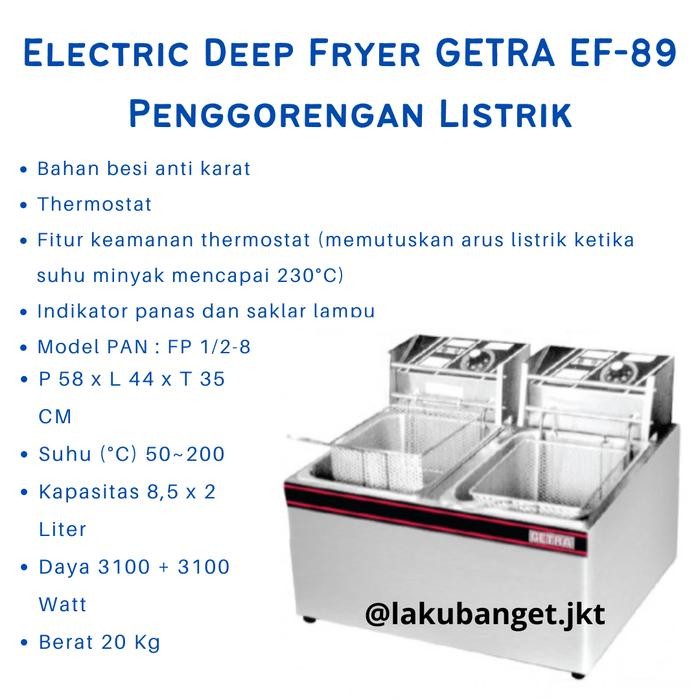 Electric Deep Fryer Getra -89 / Penggorengan Listrik Getra 89