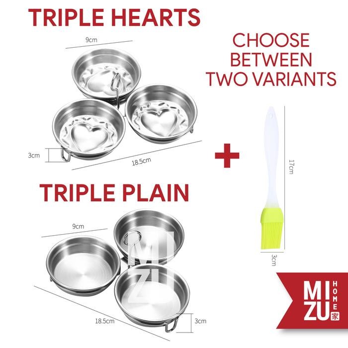 

Mizu Treshuevos Heart Triple Egg Poacher Maker Cetakan Telur Hati Sus Gratis Ongkir
