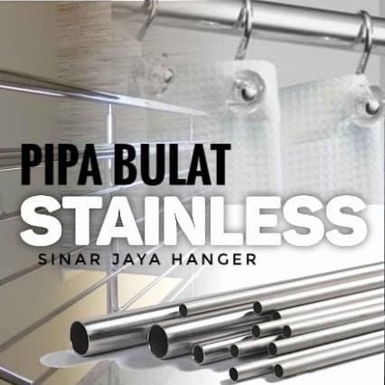 Pipa Besi Bulat Stainless 100cm / Gantungan baju display