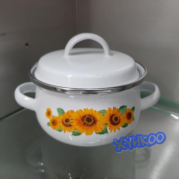 PANCI ENAMEL KECIL MINIPOT 12CM SUNFLOWER BUNGA MATAHARI