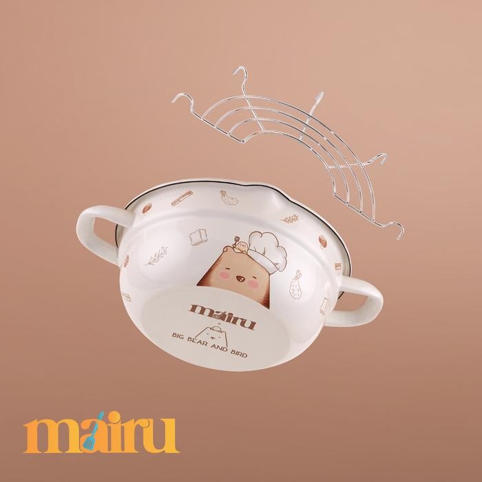 MAIRU X BIG BEAR & BIRD TEMPURA NABE PANCI PENGGORENGAN ENAMEL 20 CM