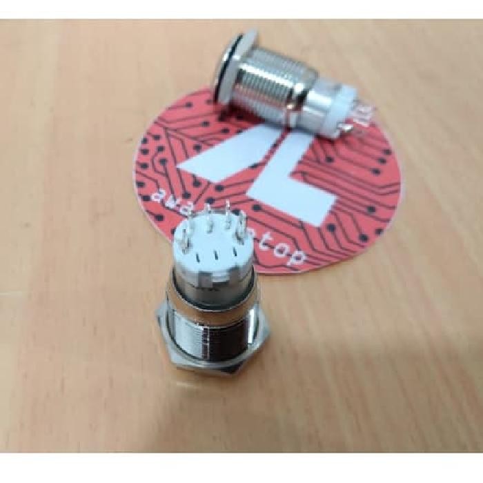 Push On Off Push Button Metal 12V 16Mm Self Lock Dengan Lampu