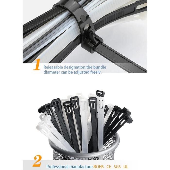

Kabel Ties Zip Cable Organizer Reusable 8X450Mm 100 Pcs - Hitam