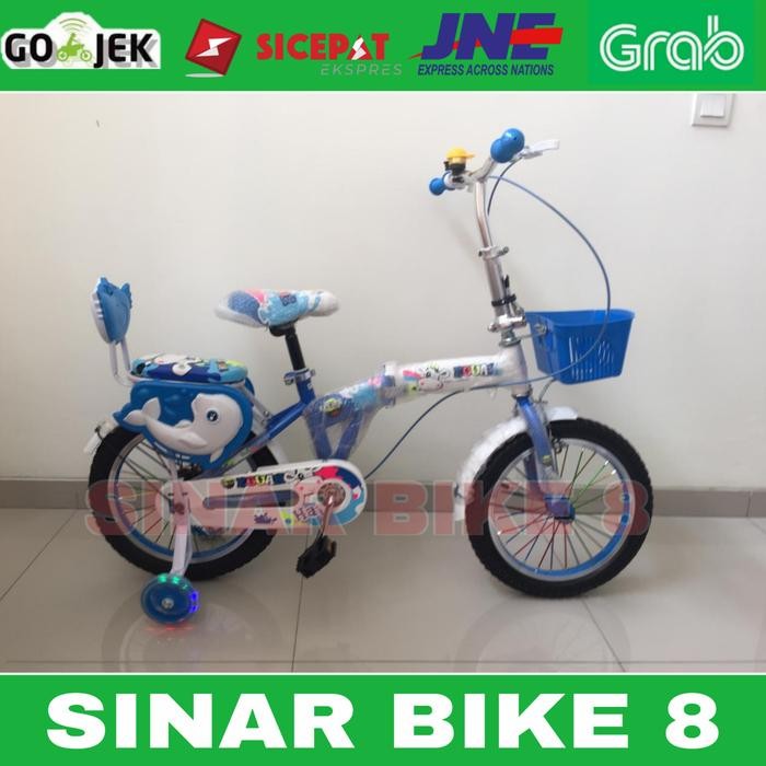Sepeda Lipat Anak 16 Inch Kouan Keranjang Dan Roda Pembantu