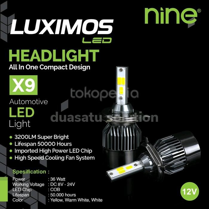 LED Mobil Luminos ECO9 X9 H4 36Watt Bohlam Led Bisa 3 Warna