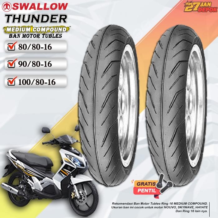 [SATUAN] Ban Motor Nouvo Thunder Ring 16 Tubles Ban Motor Tubeless Nouvo Skywave Hayate Ring 16