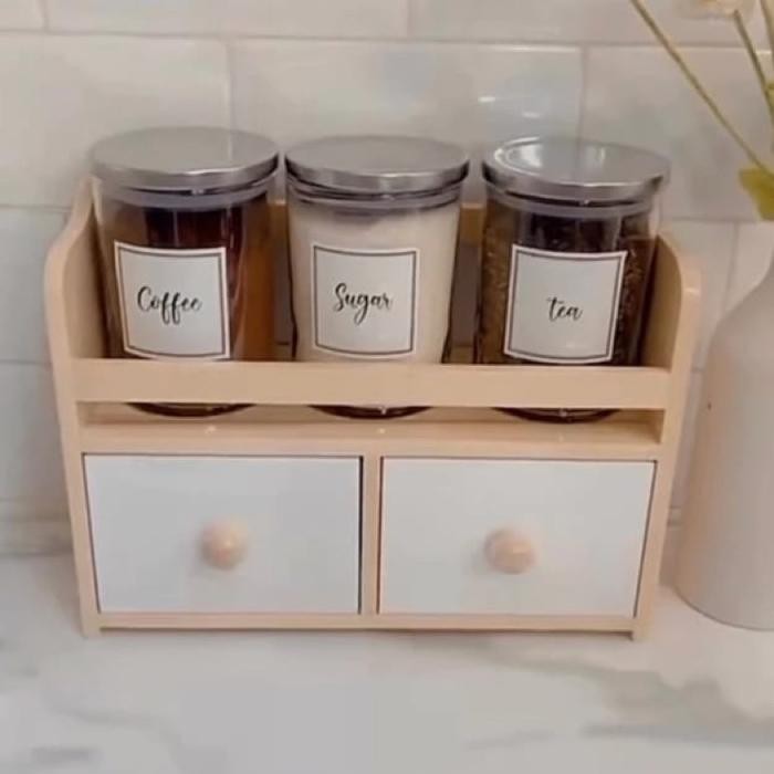 Rak tempat bumbu dapur / rak toples gula teh kopi / rak makeup kosmeti