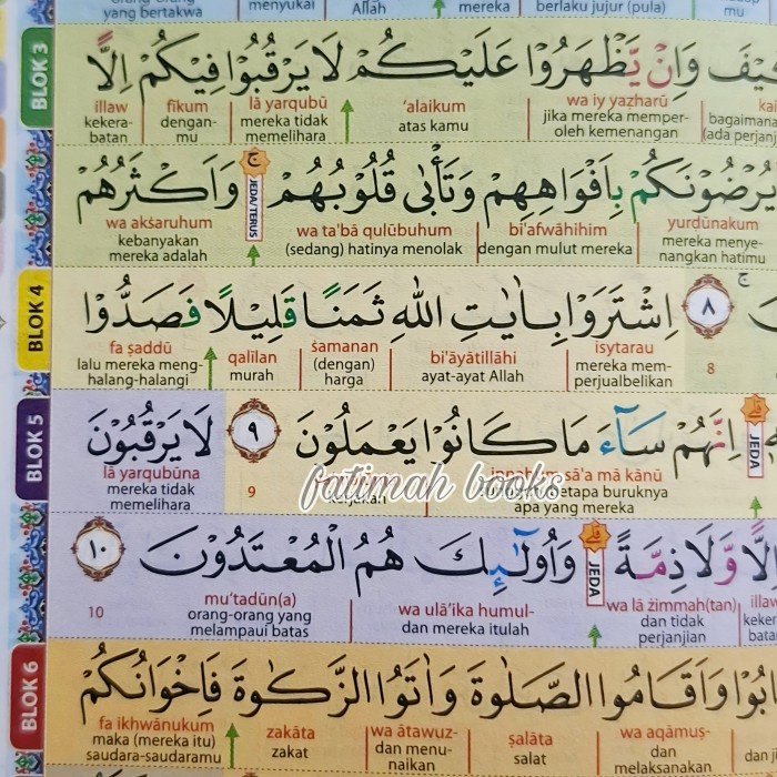 ALQURAN HAFAZAN PERKATA LATIN 8 BLOK WARNA A4, ALQURAN HAFALAN HAFAZAN