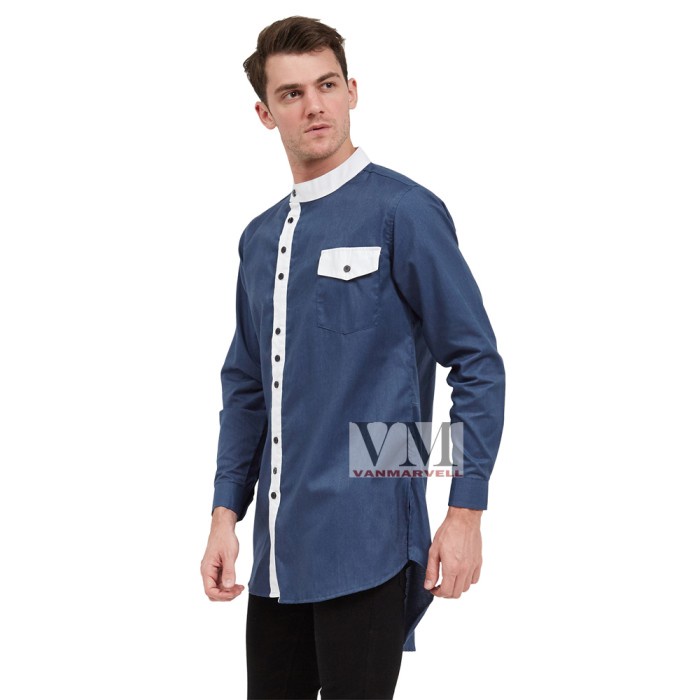 Vm Gamis Pria Baju Koko Panjang Biru Dongker