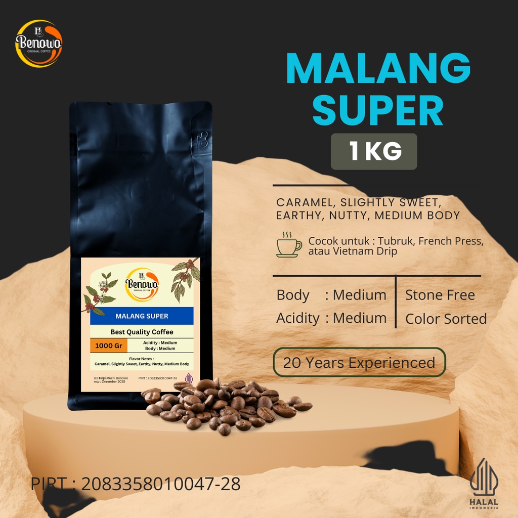 

Kopi Benowo | Kopi Bubuk Malang Super 100% Murni | 1000 Gram