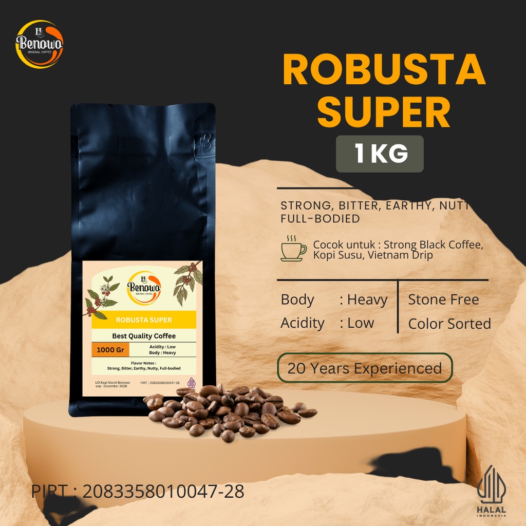 

Kopi Benowo | Kopi Bubuk Robusta Super 100% Murni | 1000 Gram