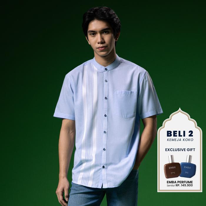 Product Laris Emba Denim - Ghaza Kemeja Koko Lengan Pendek Polos Regular