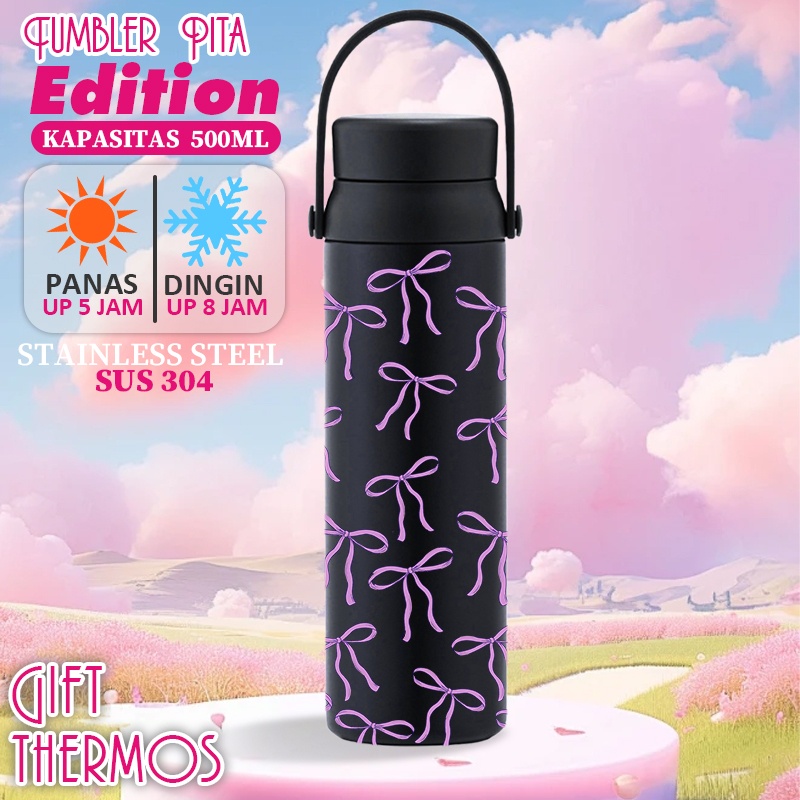 New CUSTOM TUMBLER PITA Coquette Tumbler Korea - KAPASITAS 500 ML VIRAL TUMBLER LUCU PITA