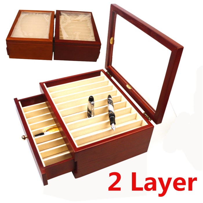 

Ori 20 Pieces Fountain Pens Holder Wooden Pen Display Case With