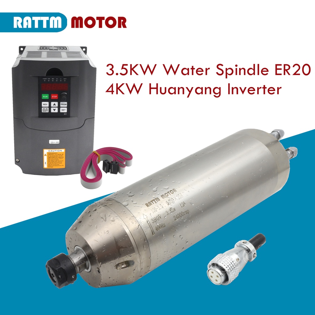 HLA 3.5KW Water Cooled Cooling ER20 Spindle Motor CNC Router Kit Waterproof Bullet Design for CNC Ro