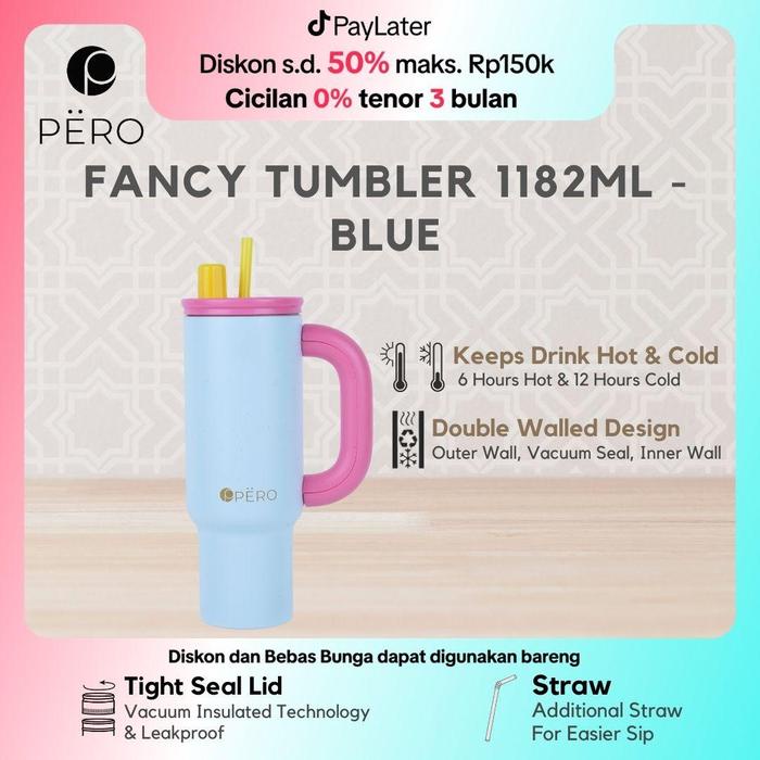 [Exclusive Jordi Onsu] Pero Fancy Tumbler Permos 1182ML with Handle / Botol Minum Tumbler Vakum Anti