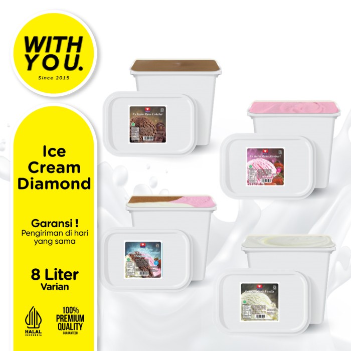 

ICE CREAM DIAMOND / ES KRIM 8 LITER ( COKLAT, VANILLA, STRAWBERRY ) KODE 1360