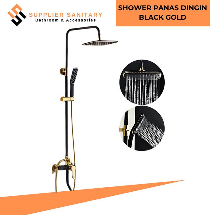 Paloma - Shower Tiang Black Gold/Shower Column Set/Kran Shower Panas Dingin Gold Kran