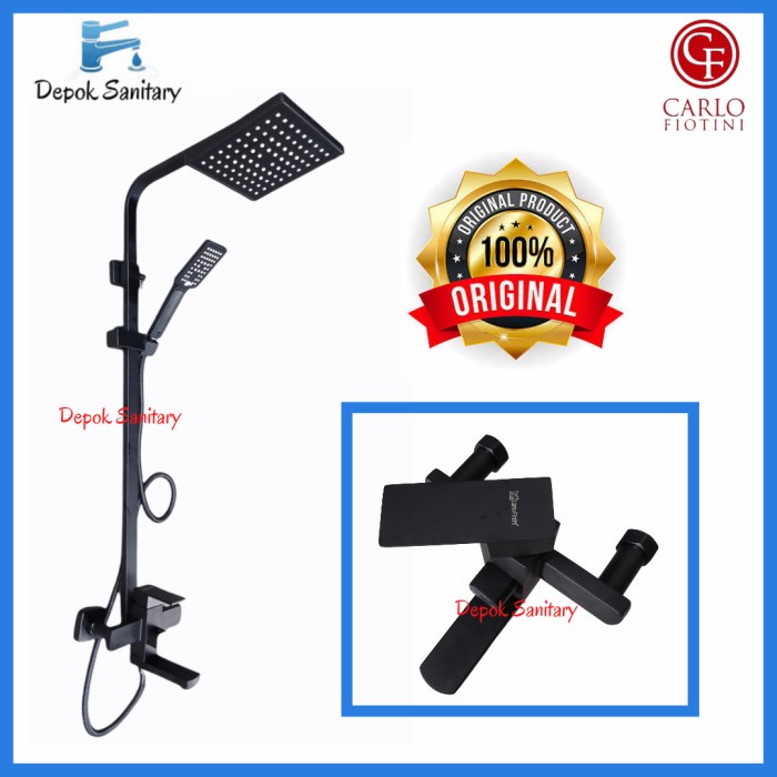 Paloma - Shower Tiang Set Black/Shower Coulumn Black Hitam Cf6531-Carlo Fiotini