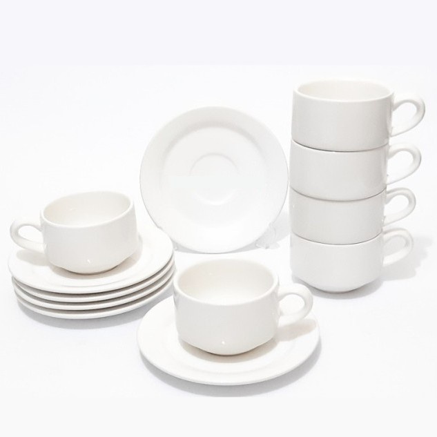 CANGKIR SET PUTIH POLOS / KOPI / TEH ( Siera )