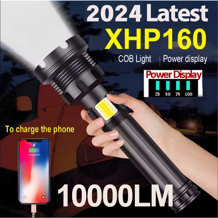 Senter SWAT LED / Senter LED XHP-160 / Senter Cas USB Portable 7 Mode
