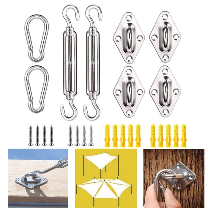 TERBARU Kait Jepret M5 Rectangle Sun Shade Sail Hardware/304 Stainless Steel Hook Sun Shade Sail