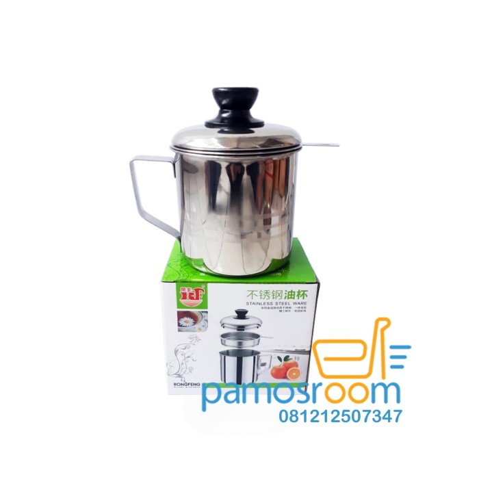 Pamosroom Oil Pot Stainless Steel 1100 ml Wadah Minyak Goreng Bekas