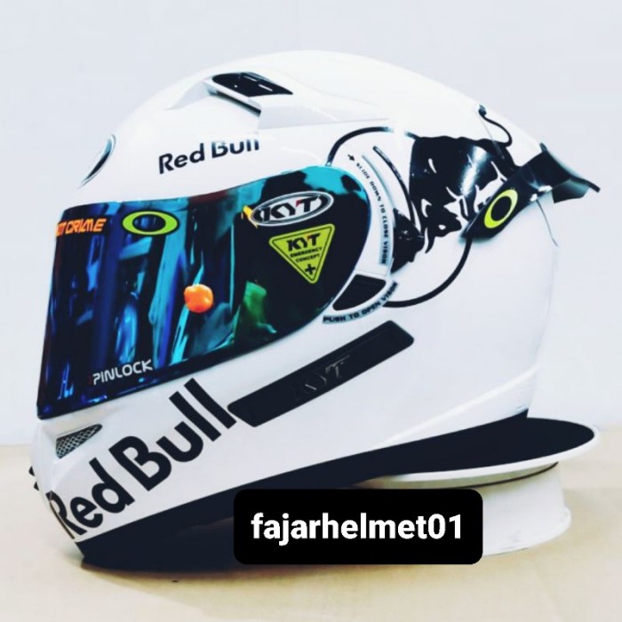 Helm Kyt K2 Raider Black Doff White Putih Paket Ganteng Leopard Redbul
