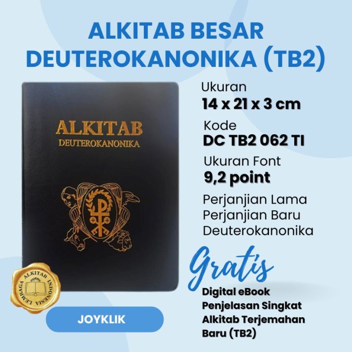 

Ready Alkitab Deuterokanonika Ukuran Besar - Terjemahan Baru 2 (Tb2)