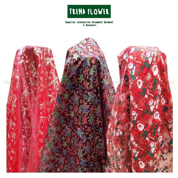 Kain Import Motif Santa Natal