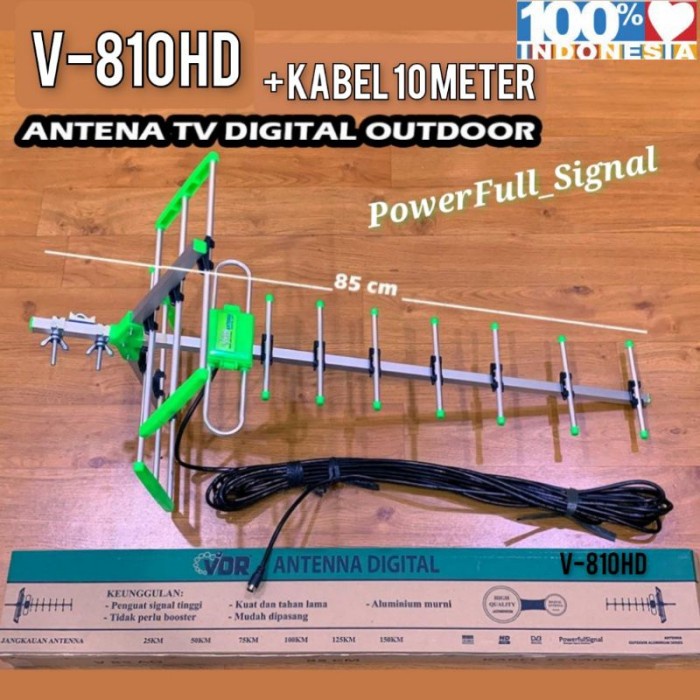 Antena TV Outdoor Digital Sinyal Kuat + Kabel VDR V 85 HD