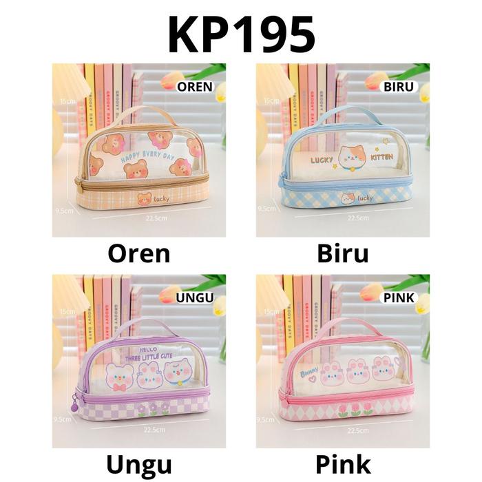 

MURAH KP195 - TEMPAT PENSIL KOTAK PENSIL TRANSPARAN PVC PENCIL CASE STATIONARY TAS PENSIL SEKOLAH