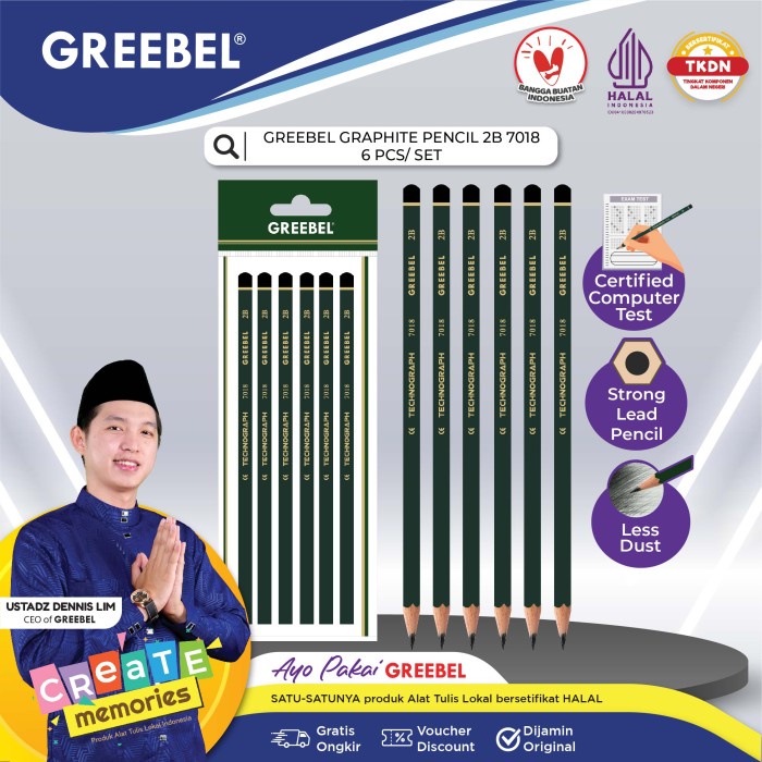 

OBRAL GREEBEL Graphite 2B 7018 Tdk Beracun Utk Ujian Sekolah/gambar/Pensil Pencil Kayu/Grafit/